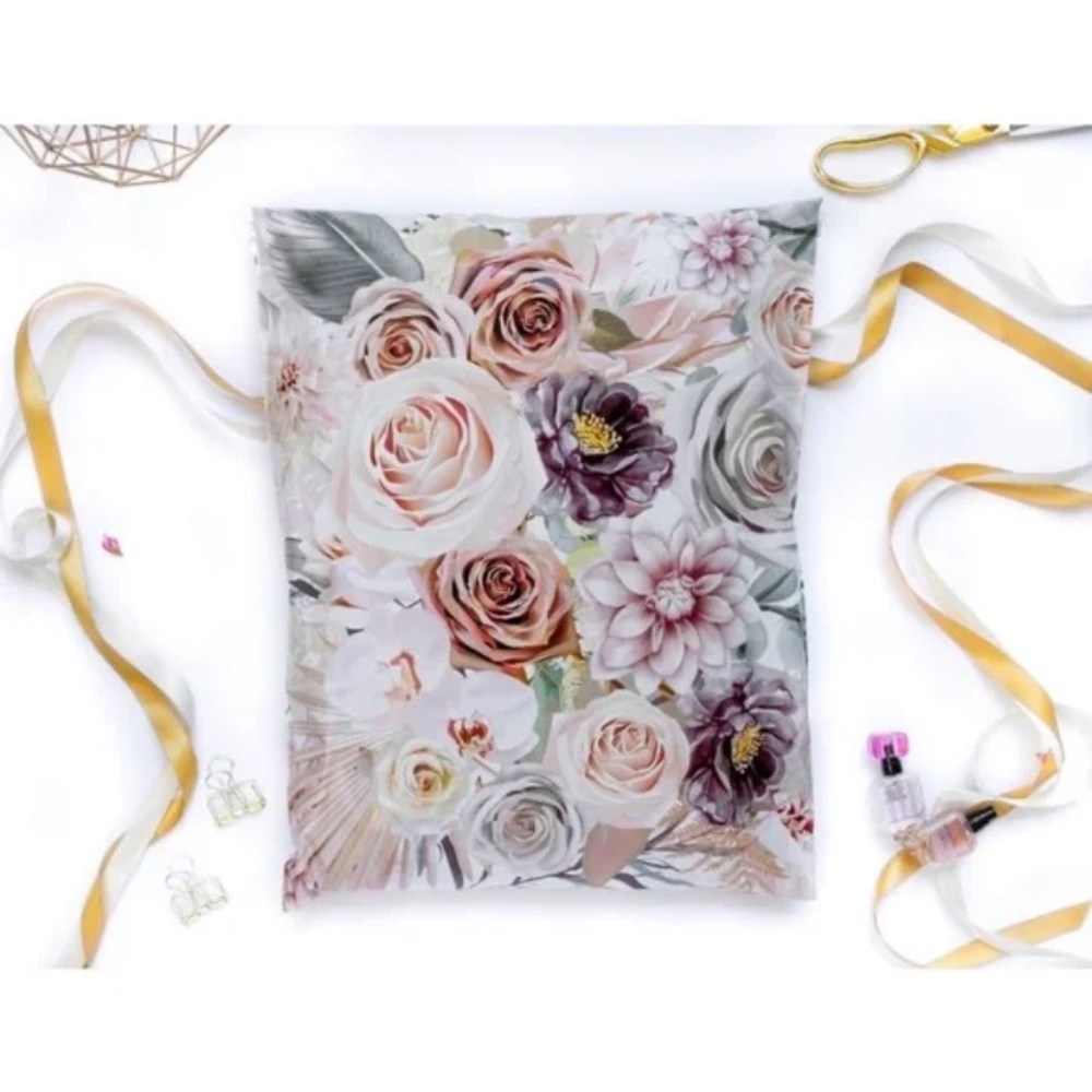 10 Floral Designer Poly Mailers 14x17
